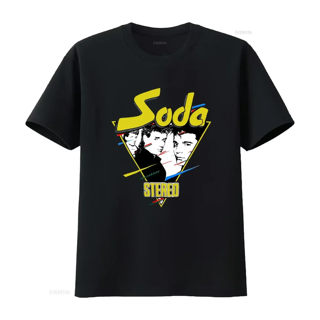 Soda Stereo Band 90er Jahre Retro-Stil Neues, seltenes schwarzes T-Shirt im Vintage-Stil, gewaschen, stilvoll, leicht homme-Designerkleidung, bequem, weich - AliExpress 200000343